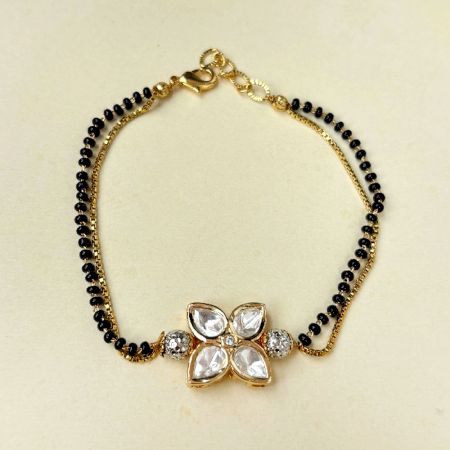 Handmade Brass Metal Jewellery Black Bead Bracelet